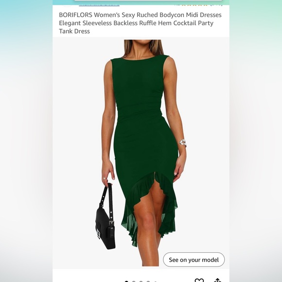 Boriflors Dresses & Skirts - Sexy and stretchy high split cocktail dress in emerald green. NWOT